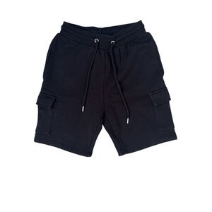 Boohoo Mens Black Drawstring Cargo Shorts